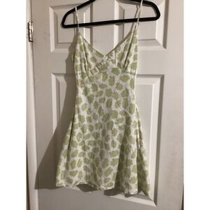 Pepper Mayo Green Floral Cutout Back Slip Mini Dress Women Size 4